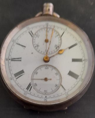 935 SILVER VINTAGE POCKET WATCH WITH TWO FACE INSERTS, 103-5 GRAMS (no winding crown, loose 