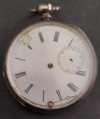 VINTAGE POCKET WATCH MARKED FINE SILVER 75-5 GRAMS ( no hands)