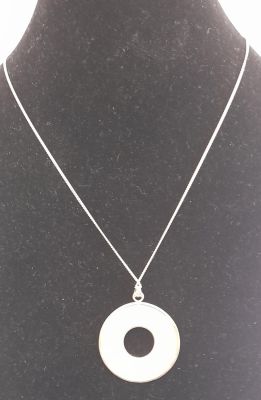 925 SILVER 'NEXT' NECKLACE &amp; MOTHER OF PEARL STYLE PENDANT