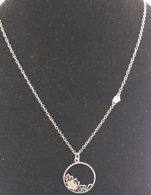925 SILVER CHAIN &amp; ROUND FLOWER PENDANT