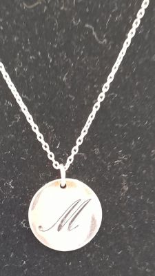 SILVER NECKLACE &amp; PENDANT MARKED WITH THE LETTER M