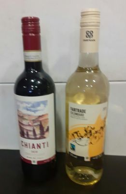 2 RECENTLY PURCHASED BOTTLES OF WINE - 1 CHIANTI 12.5% PROOF 1 BOTTLE OF COLOMBARD 12% PROOF