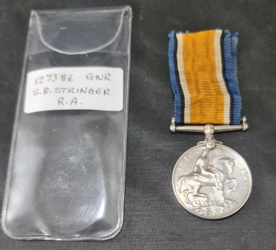 WWI BRITISH WAR MEDAL 127386 GNR. S.B. STRINGER. R.A.