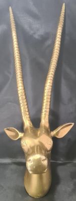 LOVELY BRASS IMPALA HEAD 19" X 7" X 7"