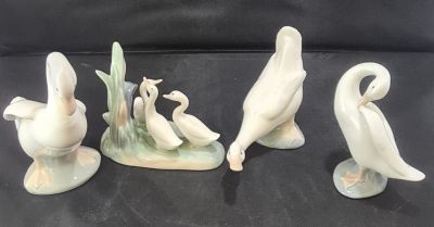 COLLECTION OF CERAMIC DUCKS, GEESE &amp; SWANS (NAO &amp; LLADRO) IN VGC
