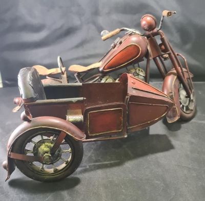 TIN PLATE MOTORBIKE WITH SIDECAR 15 X 8 X 8 INCHES