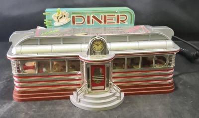 UNUSUAL VINTAGE 'TELEMANIA' JOE'S DINER CORDED TELEPHONE &amp; CLOCK - LIGHTS UP 10 X 5 X 6 INCHES