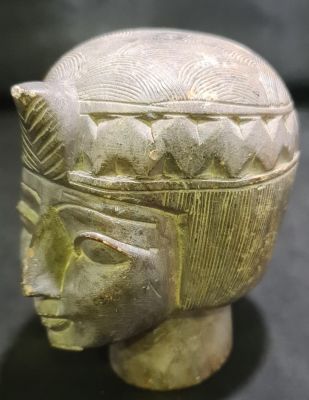 HEAVY STONE ETHNIC CARVED HEAD 5 INCHES IN HEIGHT