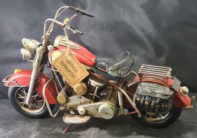 LARGE TIN PLATE HARLEY DAVIDSON WITH SADDLEBAGS 16 X 8 X 5 INCHES