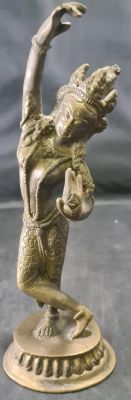 HEAVY BRASS/BRONZE? INDIAN GODDESS STATUE 8 X 4 INCHES
