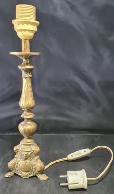 VERY HEAVY VINTAGE BRASS LAMP BASE 15 INCHES IN HEIGHT