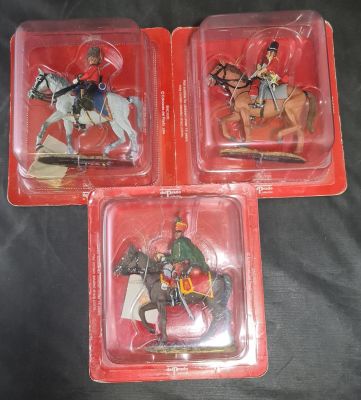3 X DELPRADO BOXED LEAD SOLDIERS ON HORSEBACK TO INCLUDE: TRUMPETER 5TH REGIMENT AUSTRIAN 