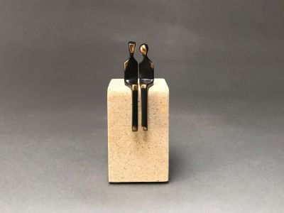 Yenny Cocq - Together. , Bronze figurines, black patina, natural sandstone base, . 4.5‚&Auml;&ugrave; height x 