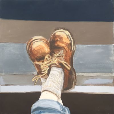 Carla Maria Bellido - De la serie PLAY DIRTY (zapatos). 2018, √&igrave;leo sobre lienzo, . 16 x 16 pulgadas.