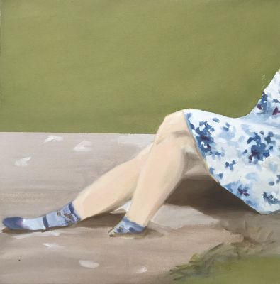 Carla Maria Bellido - De la serie PLAY DIRTY (charco). 2018, √&igrave;leo sobre lienzo, . 16 x 16 pulgadas.