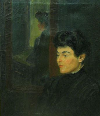 Leroy Trobaugh 28x24 O/C Mirror Portrait. Leroy Trobaugh (IN, 1878-1955) 28x24 , O/C , Signed 