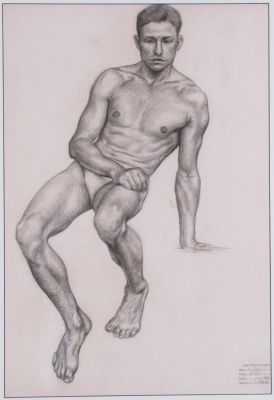 Harry A Davis 25x17 Graphite Life Study, Herron. Harry A Davis ()IN, 1914-2006) 25x17 , Graphite 