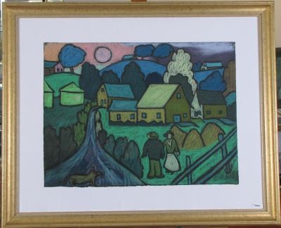 George Colin 22x30 Pastel Country Village. George Colin (IL, 1929-2014) 22x30 , Pastel , Signed 
