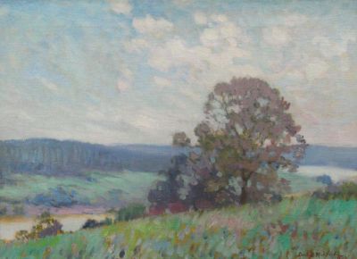 Leon Makielski 16x22 O/C "Along Rock River". Leon Makielski (IL/MI, 1885-1974) 16x22 , O/C 