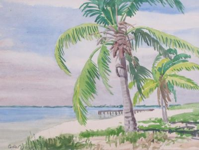 George A. Mock 11x15 WC "Key West", 2pcs. George A. Mock (IN/IL, 1886-1958) 11x15 , WC , Signed 
