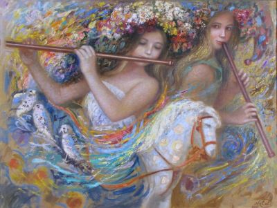 Natalia Korneva 23x31 O/C Duet. Natalia Korneva (RU, b. 1954) 23x31 , O/C , Signed lower right 