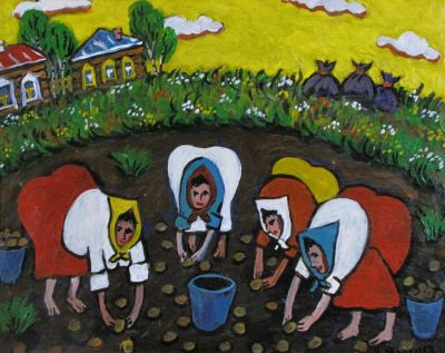 Vadim Maltsev 15.5 x 19.5 O/B Harvest. Vadim Maltsev (RU, b. 1962) 15.5 x 19.5 , O/B , Signed 
