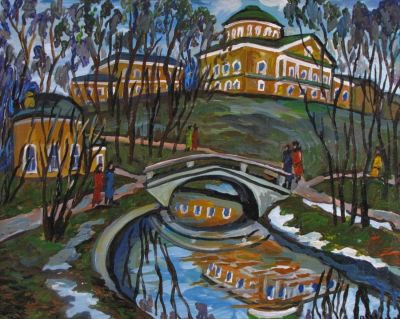 Vadim Maltseve 15.5x19.5 O/B Figures in Park. Vadim Maltseve (RU, b. 1962) 15.5x19.5 , O/B 