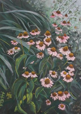 Henry "Hank" Leff 23x17 Acrylic Coneflower. Henry "Hank" Leff (IN, 1921-1906) 23x17 , Acrylic 