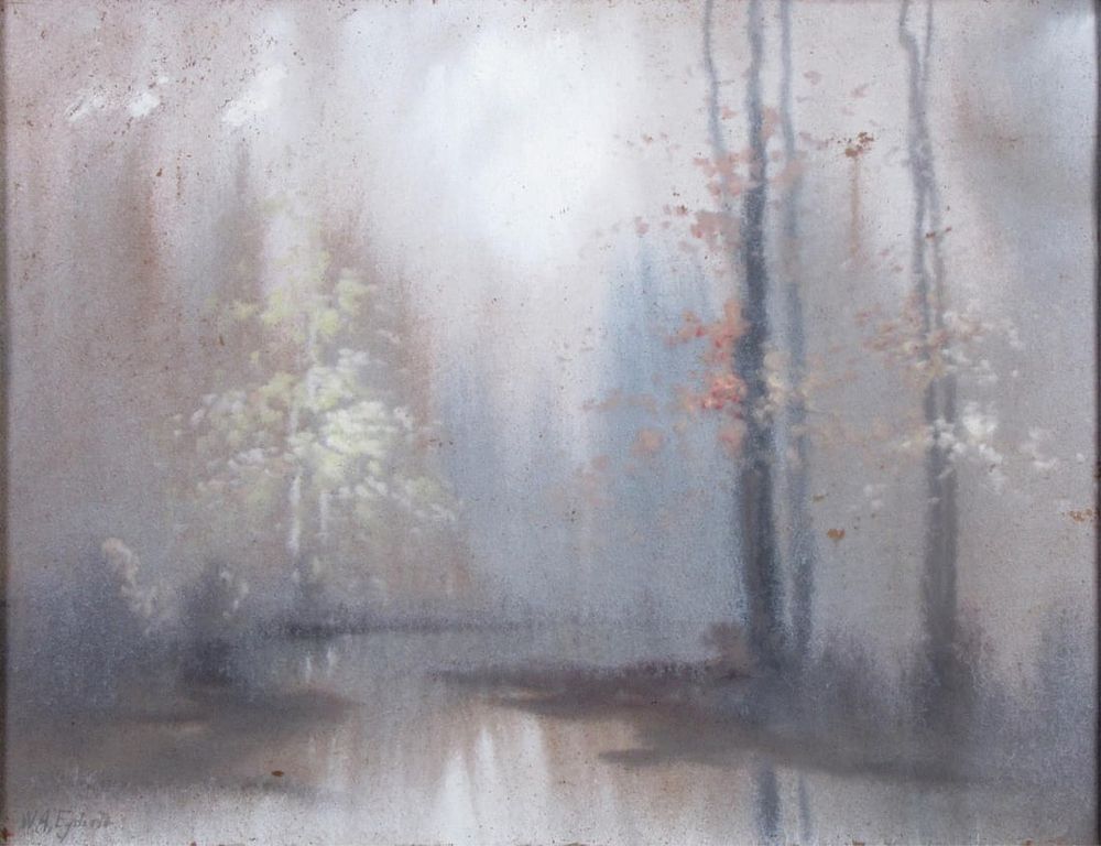 Lot 890: William A Eyden, Jr 18x24 WC Hazy Autumn Pond