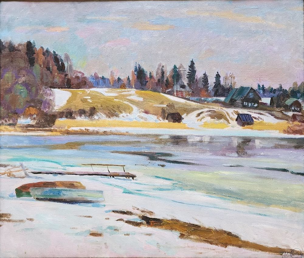 Lot 894: Ilias Araslanov 23x27 O/C "March, Spring"