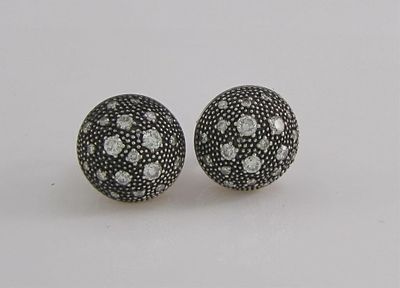 David Yurman Midnight Melange Diamond Earrings. A pair of .50" diameter David Yurman Midnight 