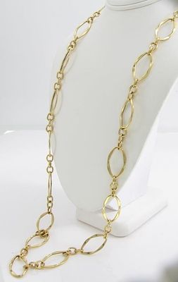 14K Yellow Gold Open Link 24" Chain. A 14K yellow gold 24" long open link gold fashion chain 