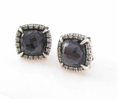 D Yurman Chatelaine Black Orchid Diamond Earrings. A pair of David Yurman sterling silver 