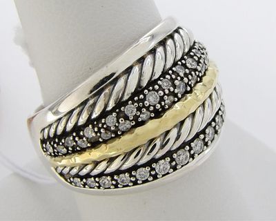 David Yurman Midnight Melange Diamond Ring. A David Yurman Midnight Melange ring in 18K yellow 
