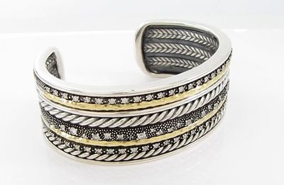 David Yurman Midnight Melange Diamond Bracelet. A David Yurman Midnight Melange sterling silver 