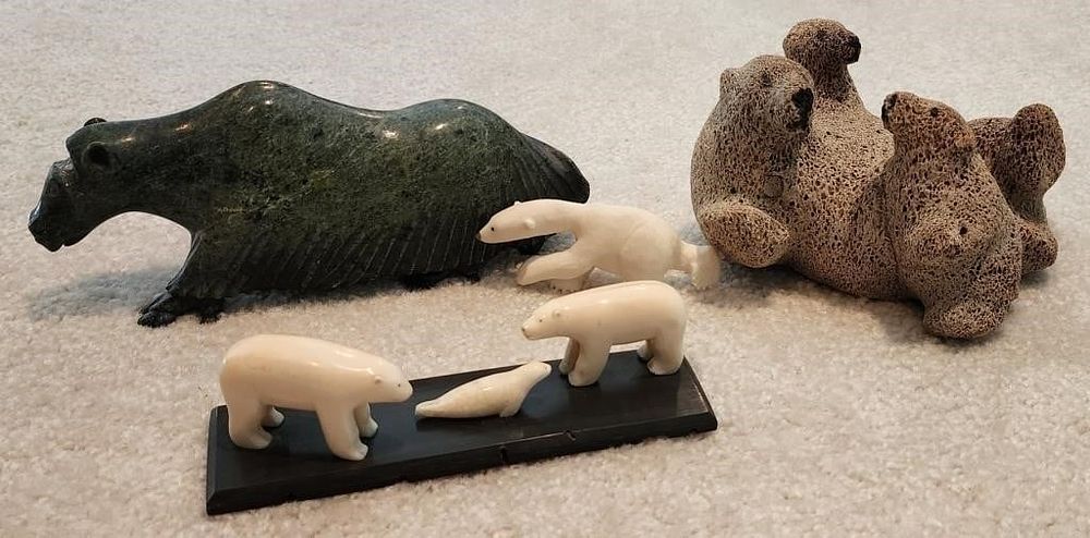 Lot 944: Four Inuit Animal Figures, Iyakitan, Dennis James