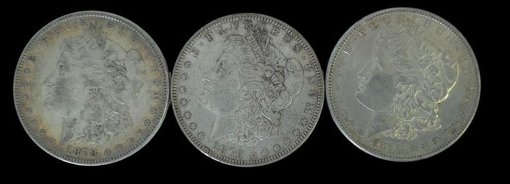 Lot 1712: (3) US Morgan Silver Dollar Coins, 1878,1878-S, 1879