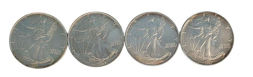 Lot 1811: (4) US Silver Eagle .999 Silver Coins