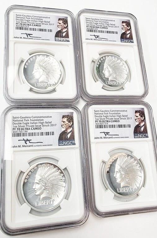 Lot 1839: (4) NPF .999 Silver Double Eagle Commemorative NGC