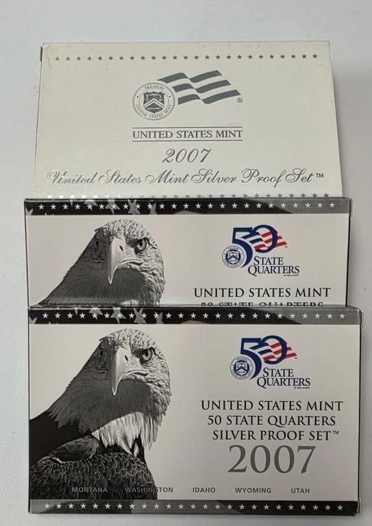 Lot 1850: (3) US Mint Silver Proof Sets, 2007