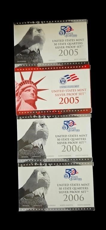 Lot 1862: (4) US Mint Silver Proof Sets, 2005-2006
