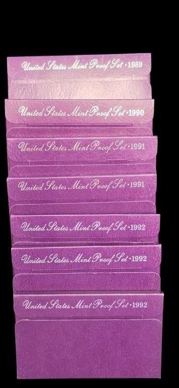 Lot 1874: (7) US Mint Proof Sets, 1989, 1990, (2)...