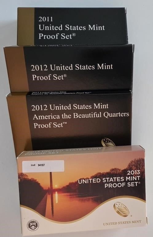 Lot 1879: (4) US Mint Proof Sets, (1) 2011 with...