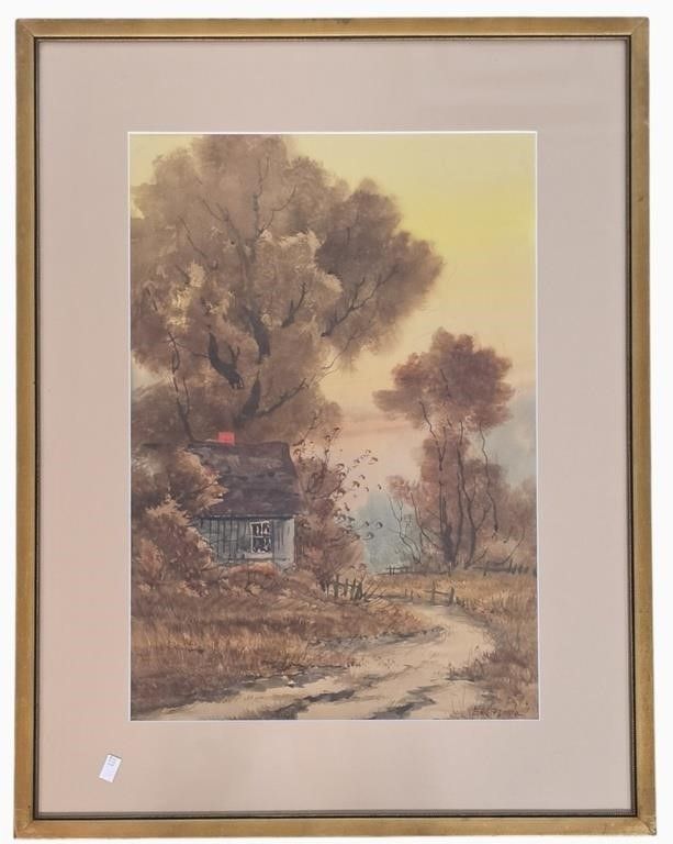 Lot 1534: Edward R Sitzman 19.5x13.5 WC Autumn Dusk