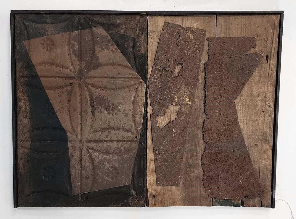 Lot 1539: James S Russell 18x24.5 Wood/Metal Abstract Sculpt