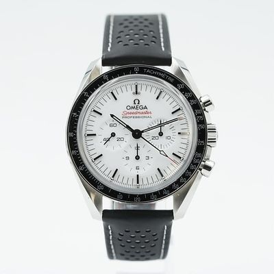 Omega Speedmaster Moonwatch Stainless Steel White Dial on Leather Strap with Box & Papers 2025