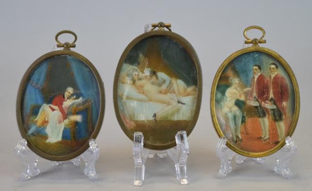 Lot 172: 3 Erotic Hand Painted Miniatures