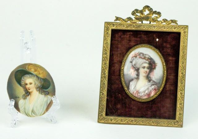 Lot 187: 2 Signed Hand Painted Portrait Miniatures