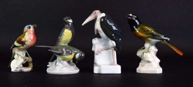 Lot 224: 4 Porcelain Bird Figurines