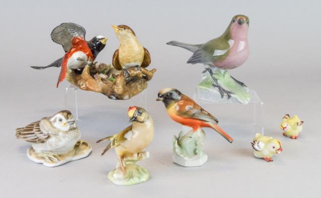 Lot 227: Grouping of Porcelain & Bone China Birds
